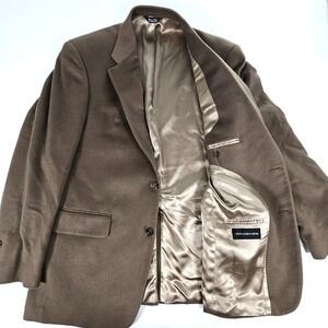 Haspel Mens 100% Cashmere Sport Coat Blazer Brown 40R B1002 Two Button Jacket